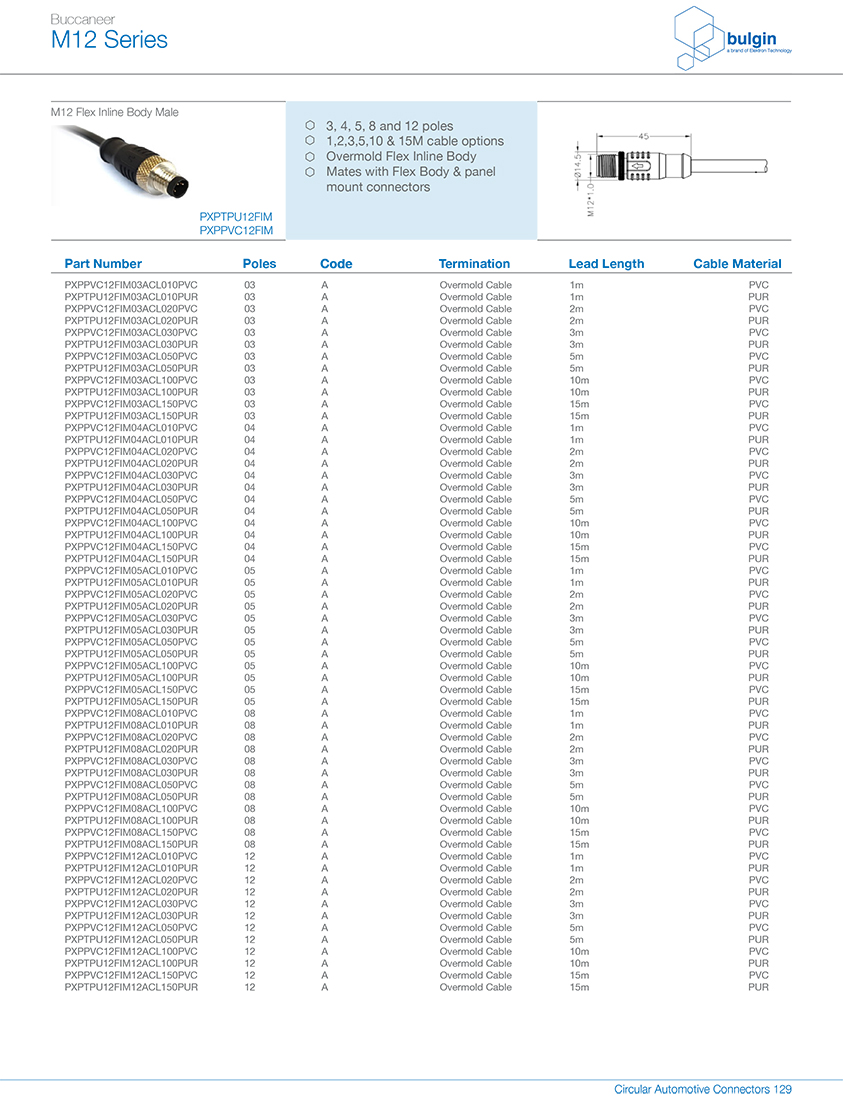 M12 A型公頭裝配式塑膠連接器型號 M12 A型公頭裝配式塑膠連接器型號