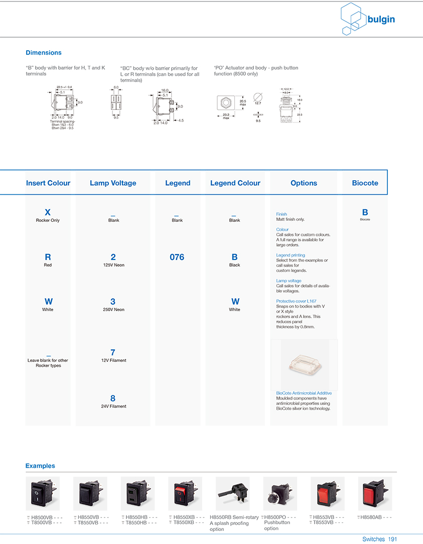 8500翹板開關系列功能 8500翹板開關系列功能