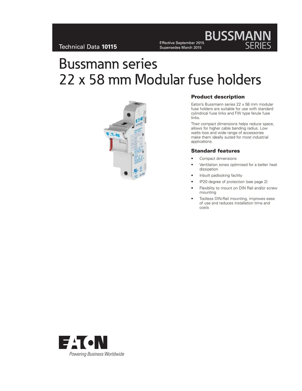 CH221DU系列熔斷器座說明 CH221DU系列熔斷器座說明